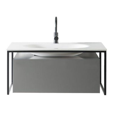 Eviva Modena 32 in. Wall Mounted Gray Bathroom Vanity with White Integrated Solid Surface Countertop Bathroom Vanity Eviva